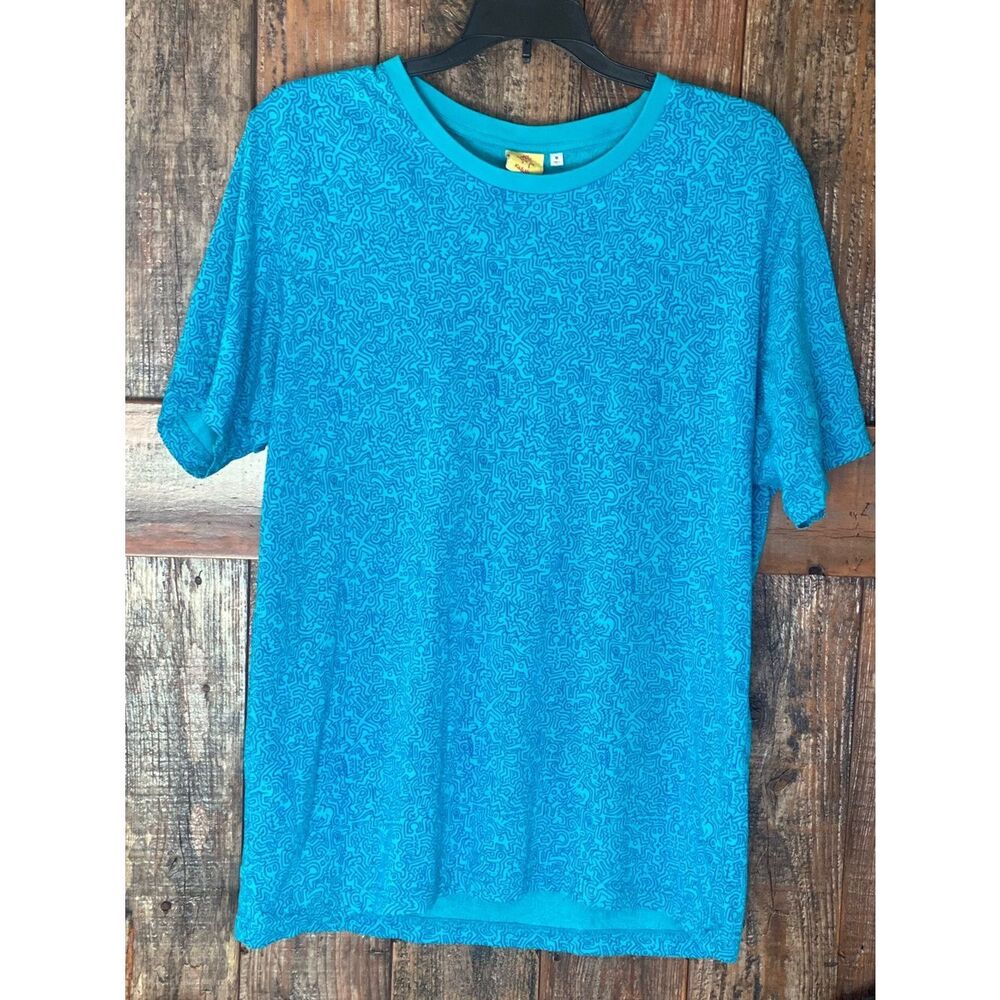 Keith Haring Sz M Unisex Blue Pop Art Culture Graffiti Cotton T-Shirt